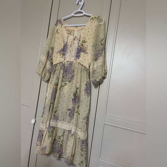 Stunning Vintage Union Made Prairie Boho Romantic Cottagecore Pantel Midi Dress - Picture 6 of 16